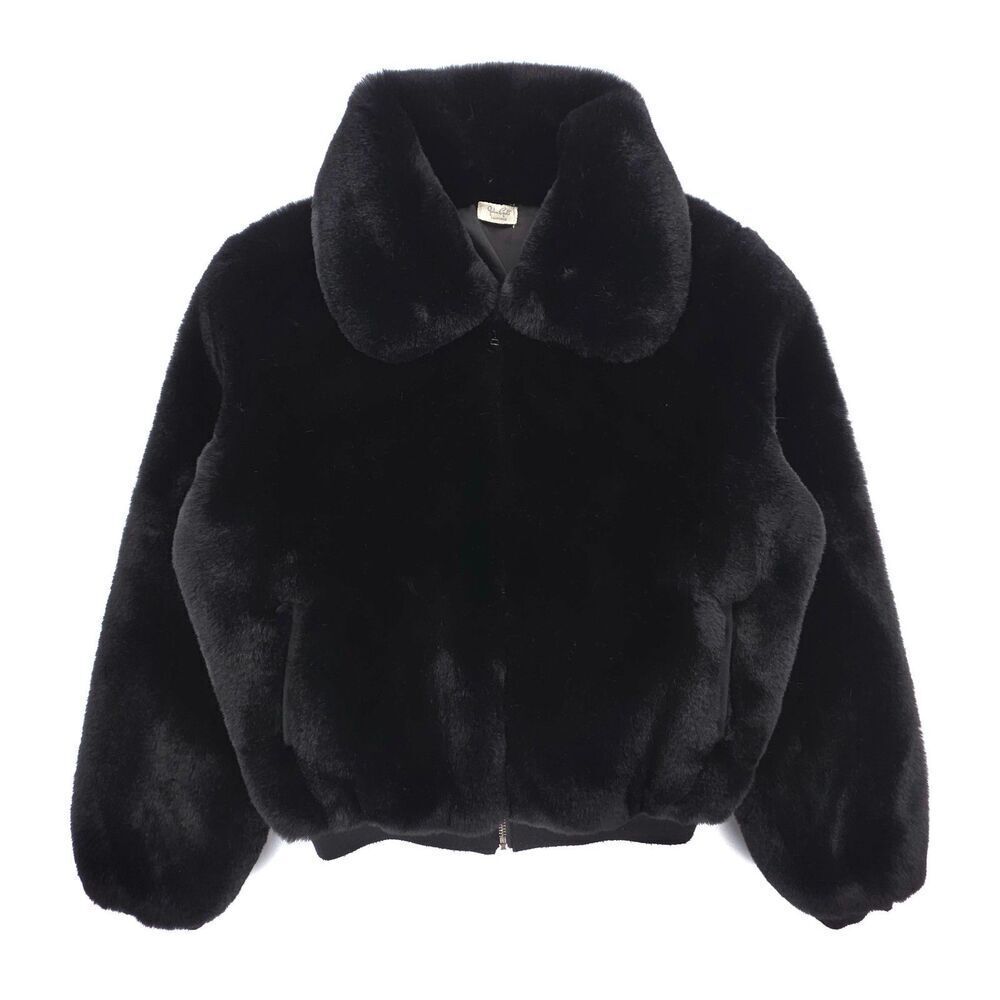 NEW Brandy Melville Georgina Faux Fur Bomber Jacket Black Y2k 90s Clean Girl
